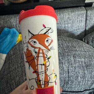 Kate Spade Fox Design Thermal Mug with Red Lid